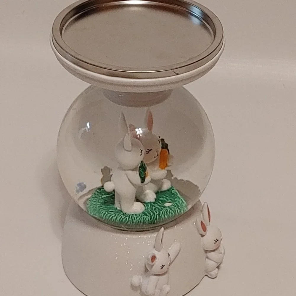 BATH & BODY WORKS HOME DECOR 3-WICK EASTER WATER GLOBE PEDESTAL CANDLE H… - Picture 5 of 7
